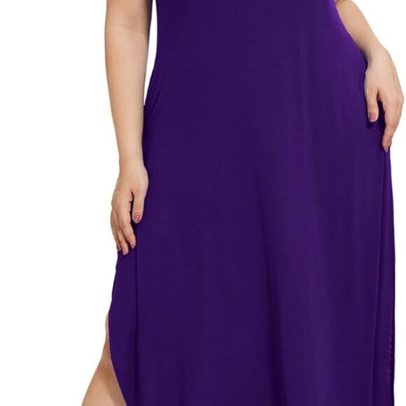 Plus Size Maxi Dress Rayon Spandex Sleeveless Casual Summer for Curvy Women - Picture 1 of 6